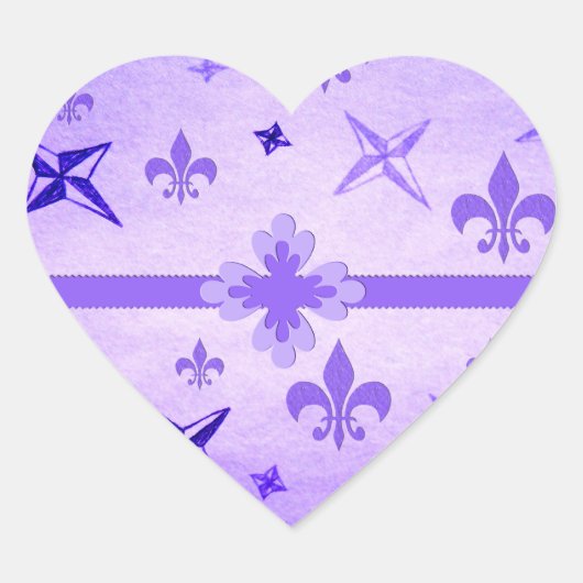 Sterren en Fleur De Lis Hart Sticker (Voorkant)