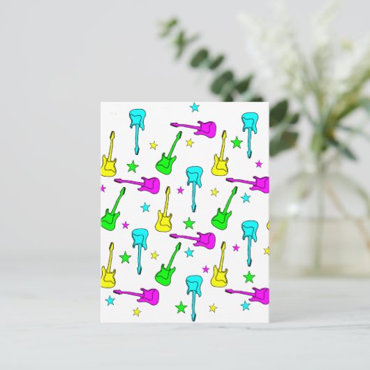 Sterren en gitaren briefkaart (Staand voorkant)