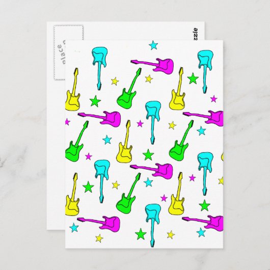 Sterren en gitaren briefkaart (Voorkant / Achterkant)