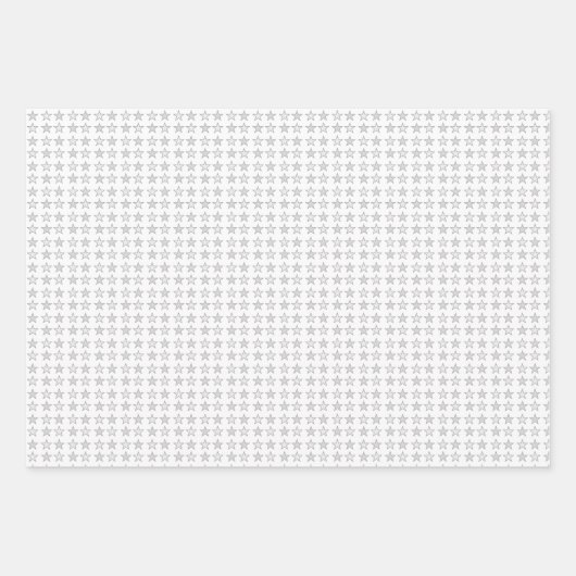 Sterren en hart op zilver, grijs en wit inpakpapier vel (Voorkant)