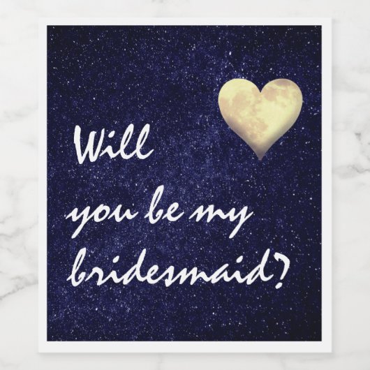 Sterren en hartvormig Moon Wine Label Wijn Etiket (Enkel label)