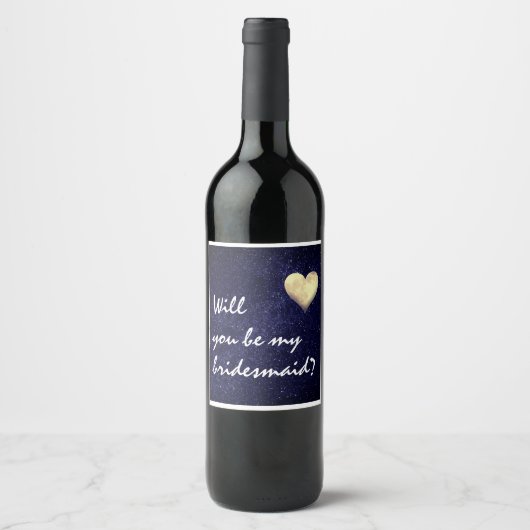 Sterren en hartvormig Moon Wine Label Wijn Etiket (Voorkant)