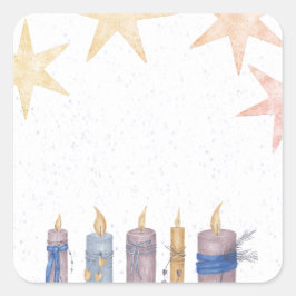Sterren en kaarsen vierkante sticker