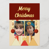 Sterren en kerstballen Kerstmis foto's bordeauxroo Folie Feestdagenkaart (Voorkant)