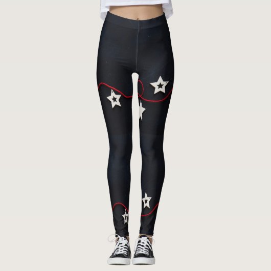Sterren en Koord Unieke drijvende patronen Leggings (Voorkant)
