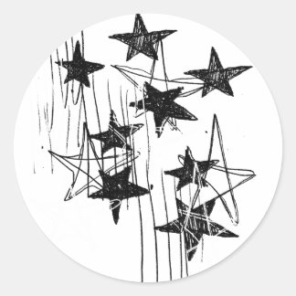 Sterren en krabbels ronde sticker