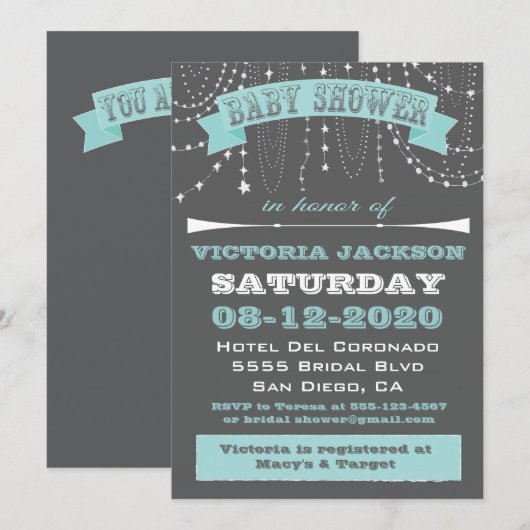 Sterren en kralen Baby Shower Uitnodigingen (Voorkant / Achterkant)