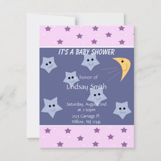 Sterren en Maan Baby Shower Uitnodiging (Voorkant)