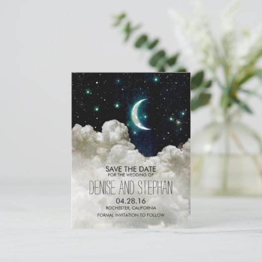 Sterren en Maan Bewaar de Datum Briefkaarten (Staand voorkant)