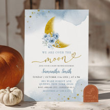 Sterren en Maan Dusty Blue Baby shower