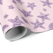Sterren en Maan Roze Blauw Navy Sparkly Lavendel Cadeaupapier (Rol Hoek)
