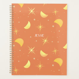 Sterren en manen Fuzzy Peach aangepaste naam / tek Planner