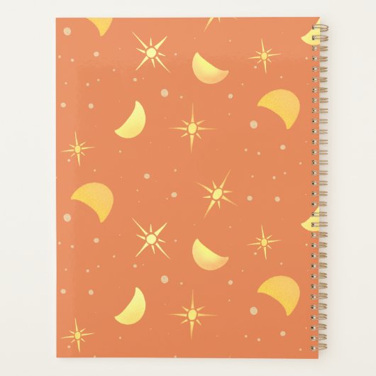 Sterren en manen Fuzzy Peach aangepaste naam / tek Planner (Achterkant)