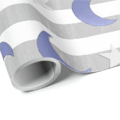 Sterren en manen grijs en blauw cadeaupapier (Rol Hoek)