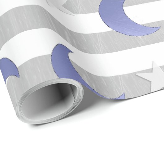 Sterren en manen grijs en blauw cadeaupapier (Rol Hoek)