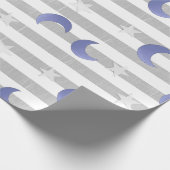 Sterren en manen grijs en blauw cadeaupapier (Hoek)