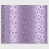 Sterren en moon Sparkly Lavender Paars Violet Cadeaupapier (Vlak)