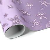 Sterren en moon Sparkly Lavender Paars Violet Cadeaupapier (Rol Hoek)