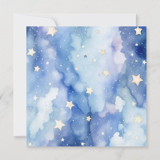 Sterren en nachtelijke hemel baby shower blauw dan kaart (Achterkant)