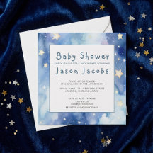 Sterren en nachtelijke hemel baby shower blauw uit