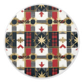 Sterren en Pijlen Plaid Keramische Knop (Voorkant)