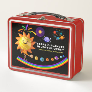 Sterren en planeten in vreugdevolle baan lunchbox
