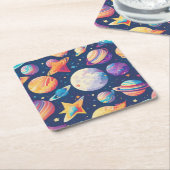Sterren en planeten patroon kartonnen onderzetters (Schuin)
