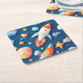 Sterren en planeten patroon kartonnen onderzetters (Schuin)