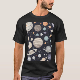 Sterren en planeten Schattige willekeurig patroon T-shirt