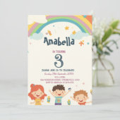 Sterren en regenboog aangepaste foto kinderen verj kaart (Staand voorkant)