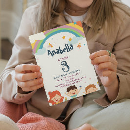 Sterren en regenboog aangepaste foto kinderen verj kaart