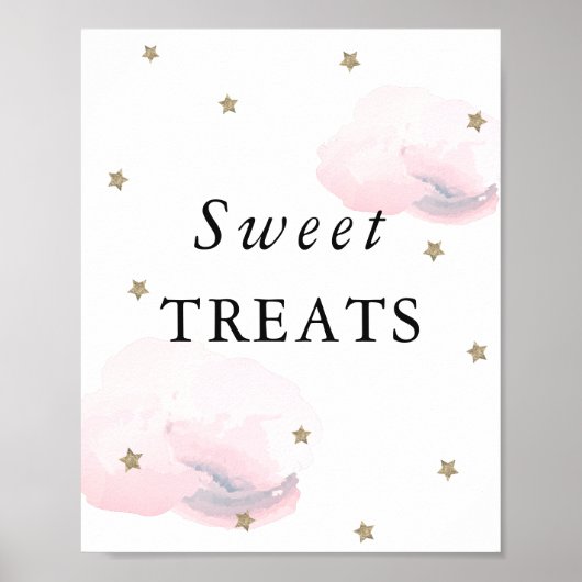 Sterren en roze wolken Baby shower Sweet Trets Sig Poster (Voorkant)