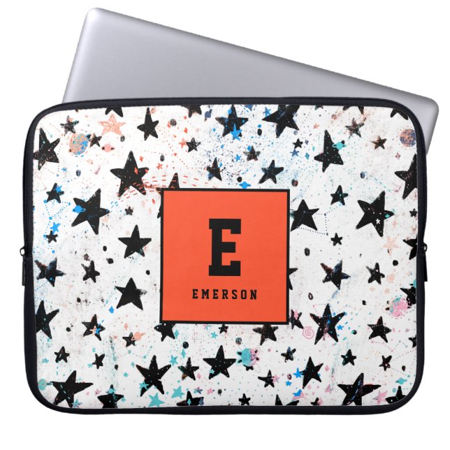 sterren en ruimtevaart - astronomisch patroon laptop sleeve (Voorkant)