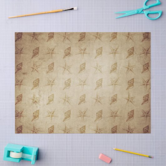  sterren en schalen op bruine ontkoppeling tissuepapier (Craft)