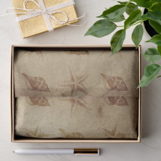 sterren en schalen op bruine ontkoppeling tissuepapier (Geschenk)