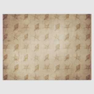  sterren en schalen op bruine ontkoppeling tissuepapier