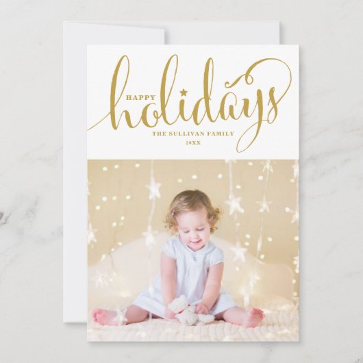 Sterren en Snowflakes Prettige feestdagen Fotokaar Feestdagenkaart (Voorkant)