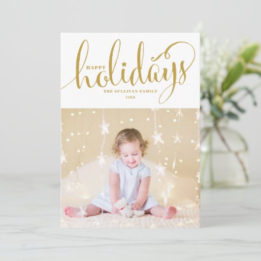 Sterren en Snowflakes Prettige feestdagen Fotokaar Feestdagenkaart (Staand voorkant)