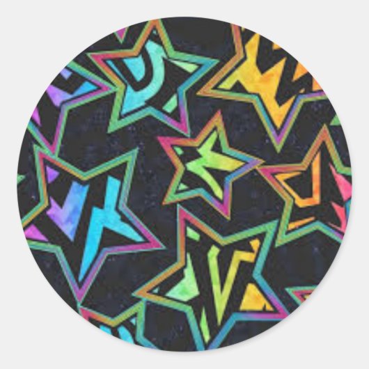 Sterren en sterren ronde sticker (Voorkant)