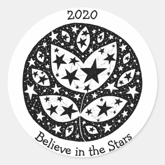 Sterren en sterrenbeeld in kosmos B/W Ronde Sticker (Voorkant)