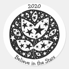 Sterren en sterrenbeeld in kosmos B/W Ronde Sticker