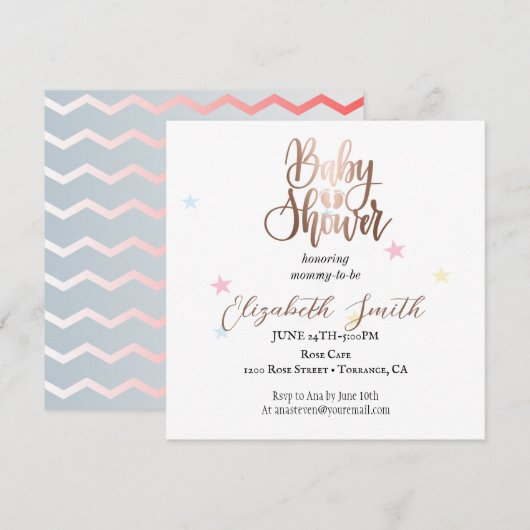 Sterren en stippen voor je prinses uitnodiging (Voorkant / Achterkant)