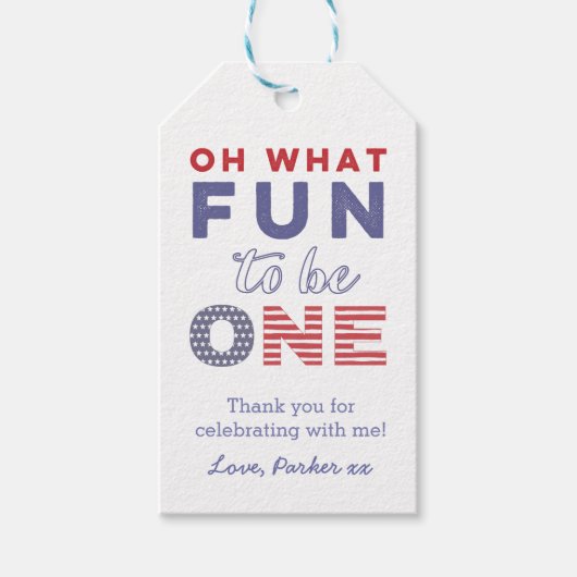 Sterren en strepen 1e verjaardagsfeestje Favor Lab Cadeaulabel (Voorkant)