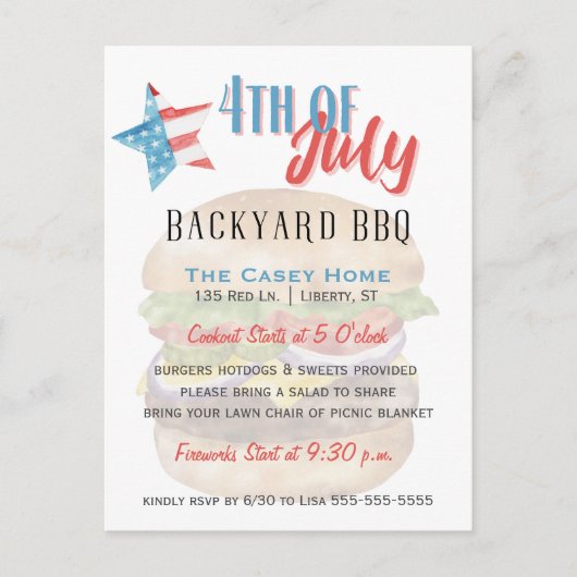 Sterren en strepen 4 juli achtertuin BBQ Briefkaart (Voorkant)