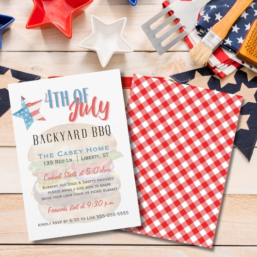 Sterren en strepen 4 juli achtertuin BBQ Kaart