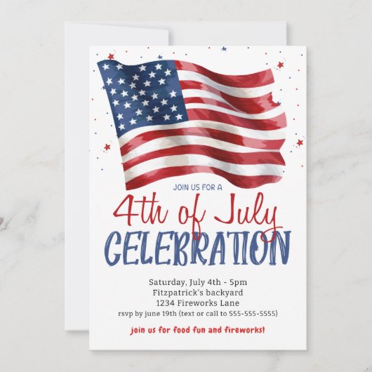 Sterren en strepen 4 juli feest kaart (Voorkant)