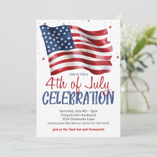 Sterren en strepen 4 juli feest kaart (Staand voorkant)