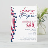 Sterren en strepen American Flag Memorial Day BBQ Kaart (Staand voorkant)