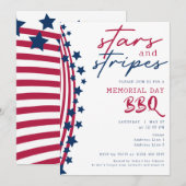 Sterren en strepen American Flag Memorial Day BBQ Kaart (Voorkant / Achterkant)