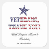 Sterren en strepen Amerikaanse veteranen Dank u Vierkante Sticker (Voorkant)